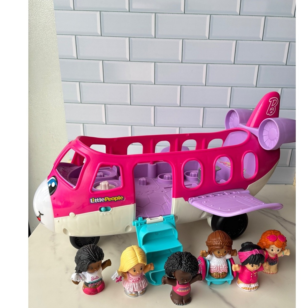 Fisher Price Little People Barbie Dream Plane  Sounds Toy Jet with 6 Figures